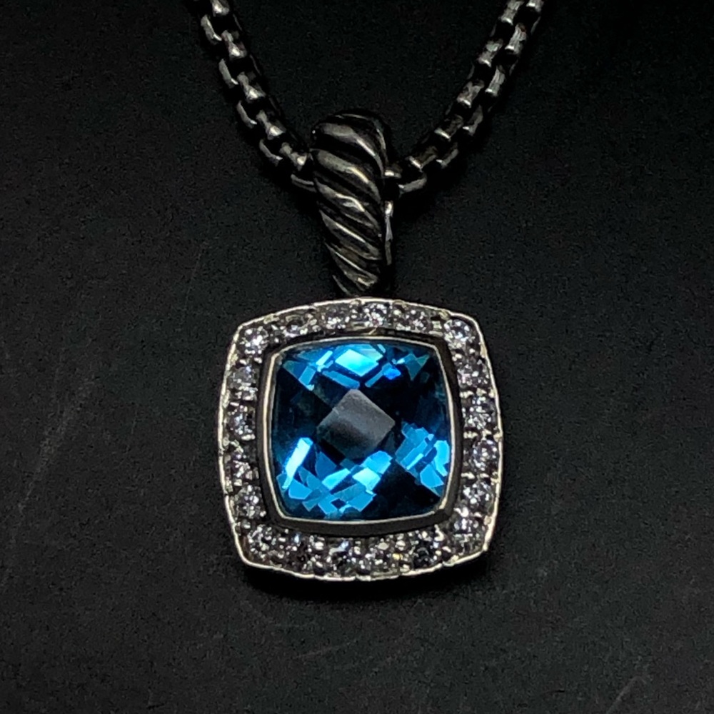 David Yurman Petite Albion w/Blue Topaz & Diamonds